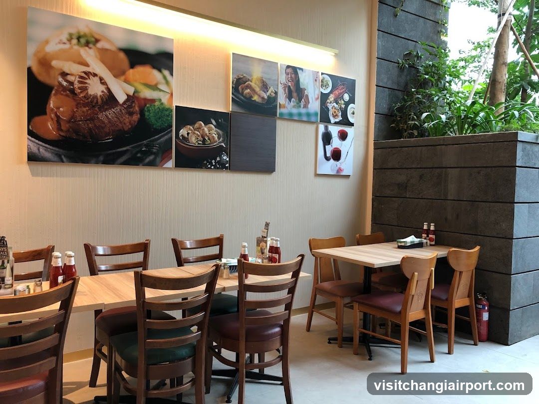 Restaurant Interior with Wall Art and Dining Tables