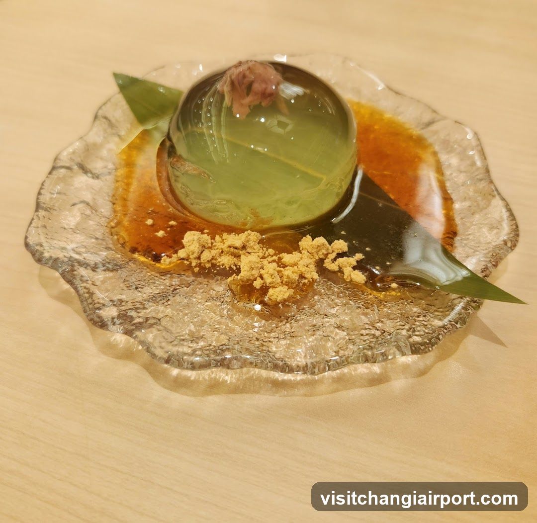 Dessert with Green Jelly and Brown Crumbs