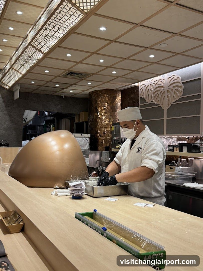 Chef Preparing Dessert at Counter