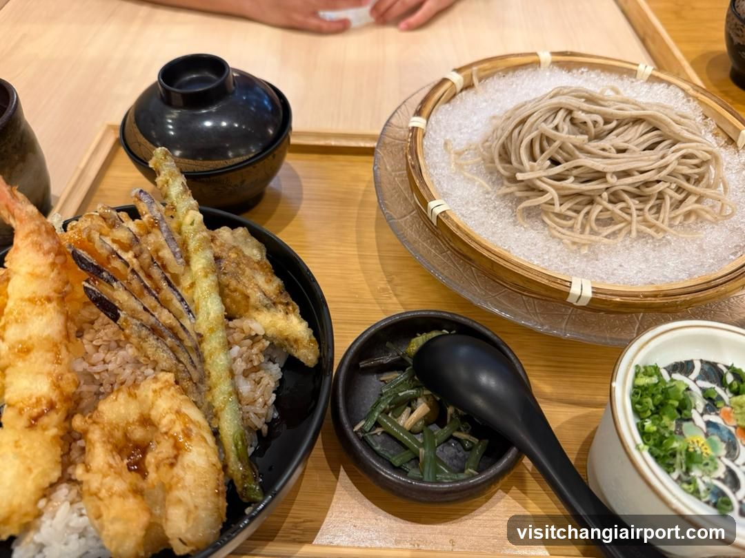 Japanese Meal with Tempura and Soba Noodles
