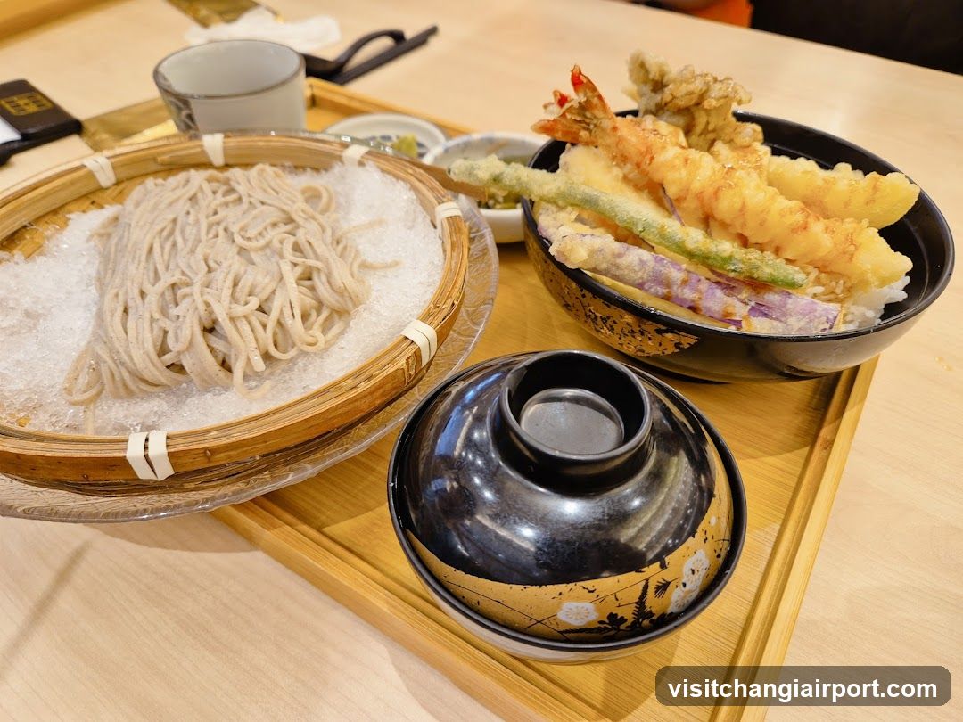 Japanese Meal with Soba Noodles and Tempura