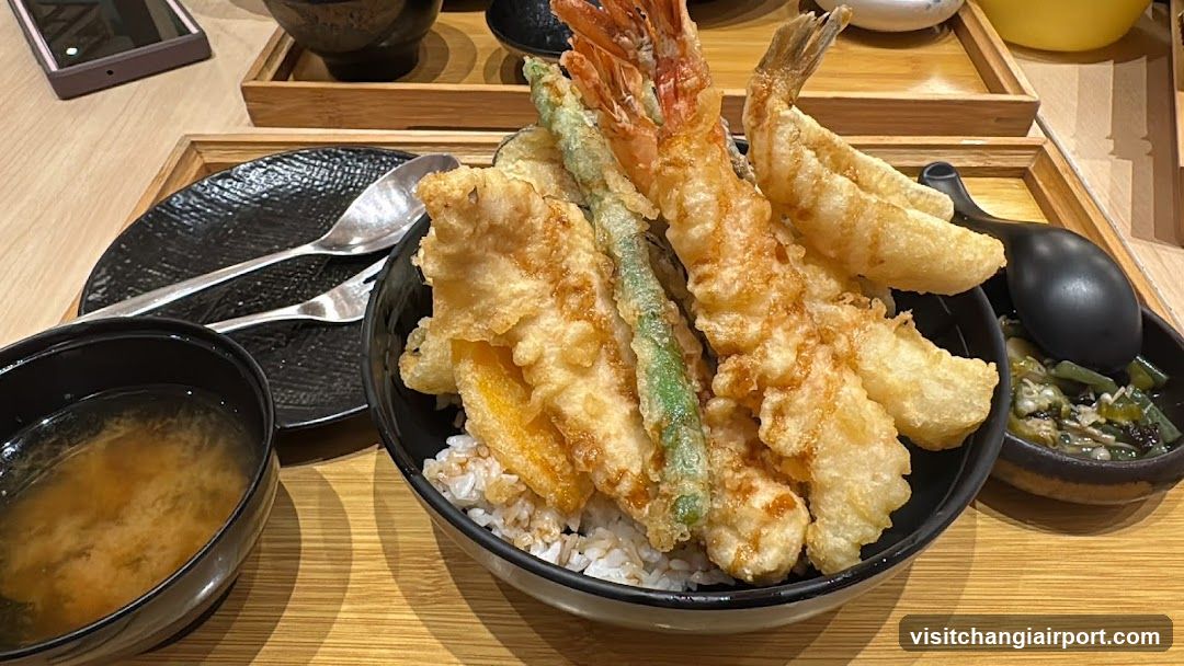 Tempura Rice Bowl with Soup and Side Dish