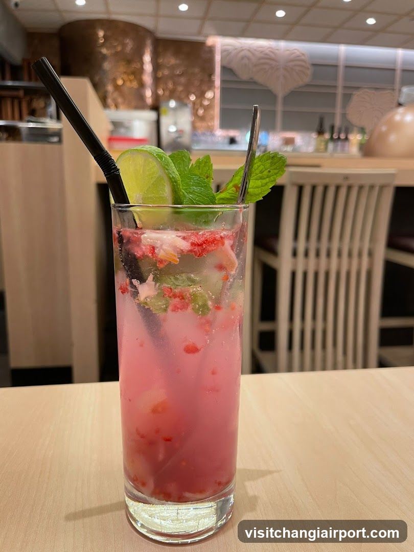 Pink Mocktail with Lime and Mint