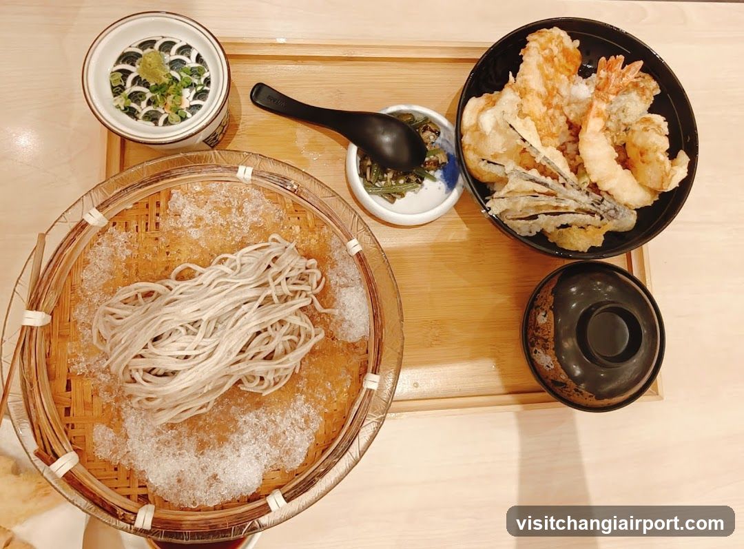 Japanese Meal with Soba Noodles and Tempura