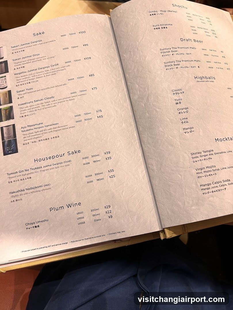 Sake Bar Menu