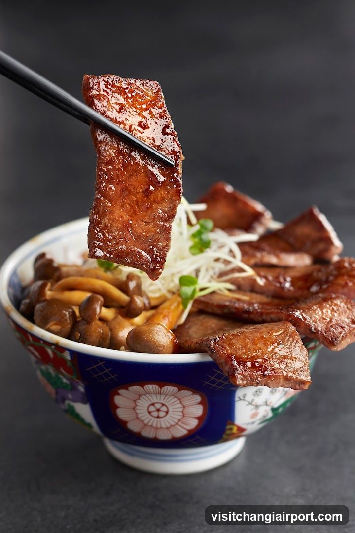 Sliced Meat Bowl with Mushrooms and Greens