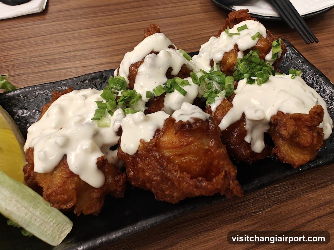 Fried Chicken with Sauce and Greens