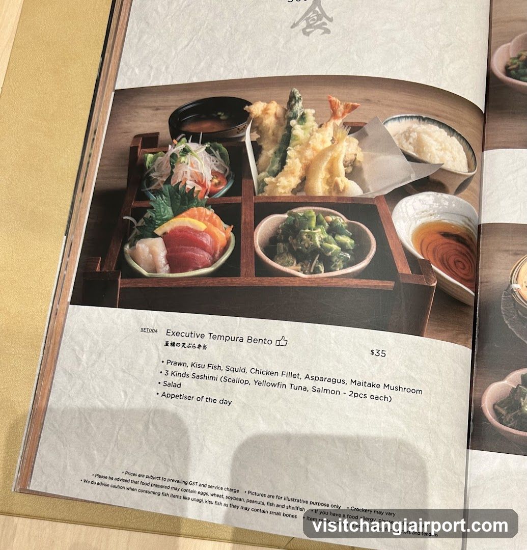 Executive Tempura Bento Menu Page