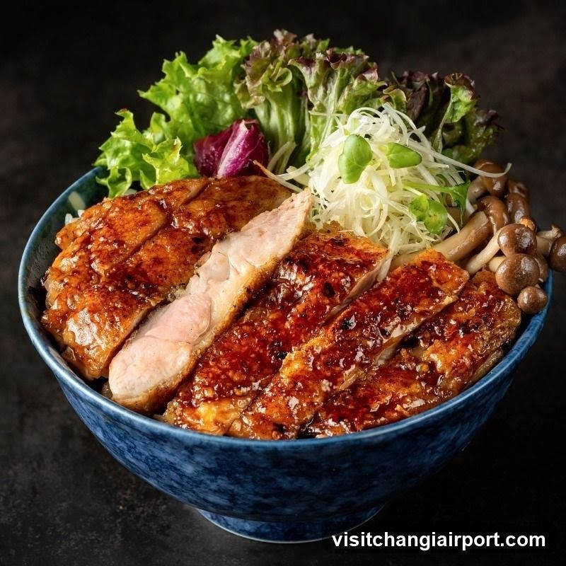 Grilled Chicken Bowl with Salad and Mushrooms