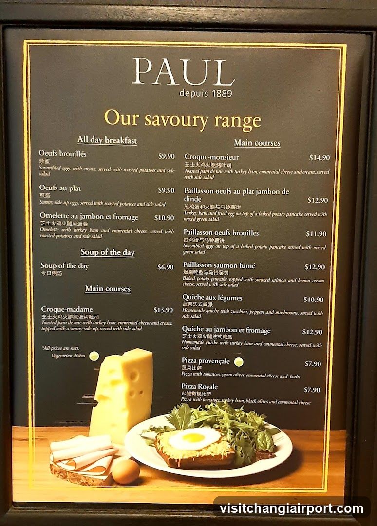 PAUL - Our Savoury Range Menu