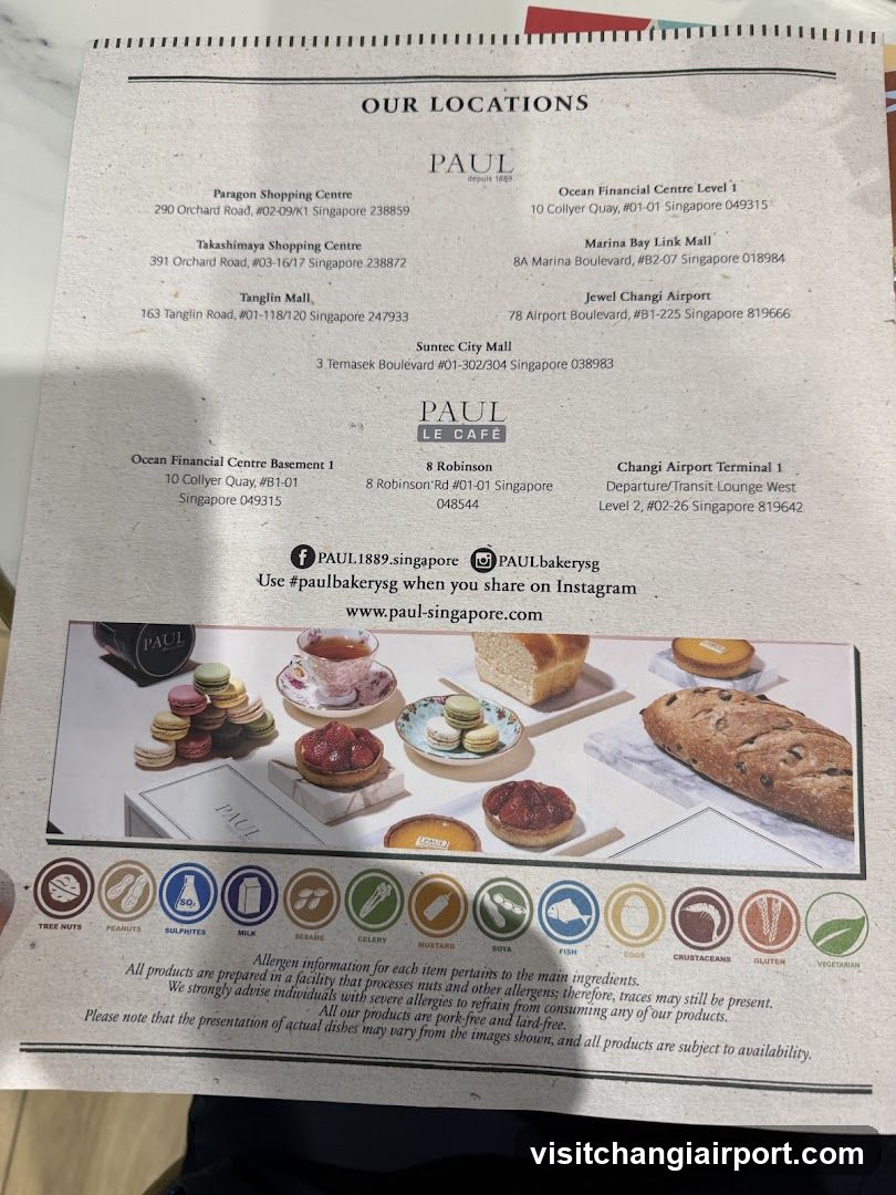 Paul Bakery Singapore Locations Flyer