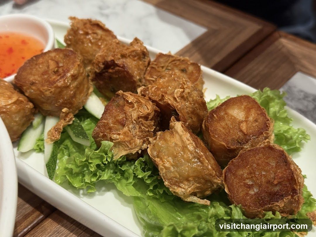 Fried Fish Balls with Cucumber and Lettuce Garnish