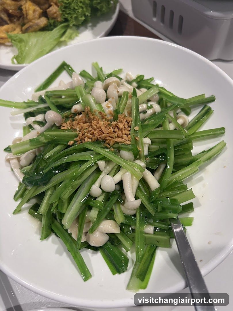 Stir-fried Celery and Enoki Mushrooms with Garlic