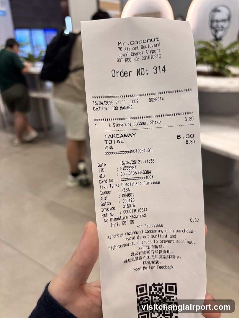 Receipt from Mr Coconut
