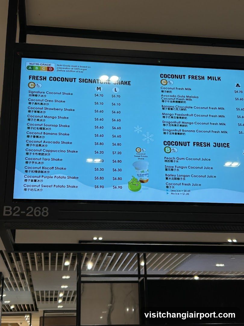Fresh Coconut Signature Shake & Coconut Fresh Milk Menu Board