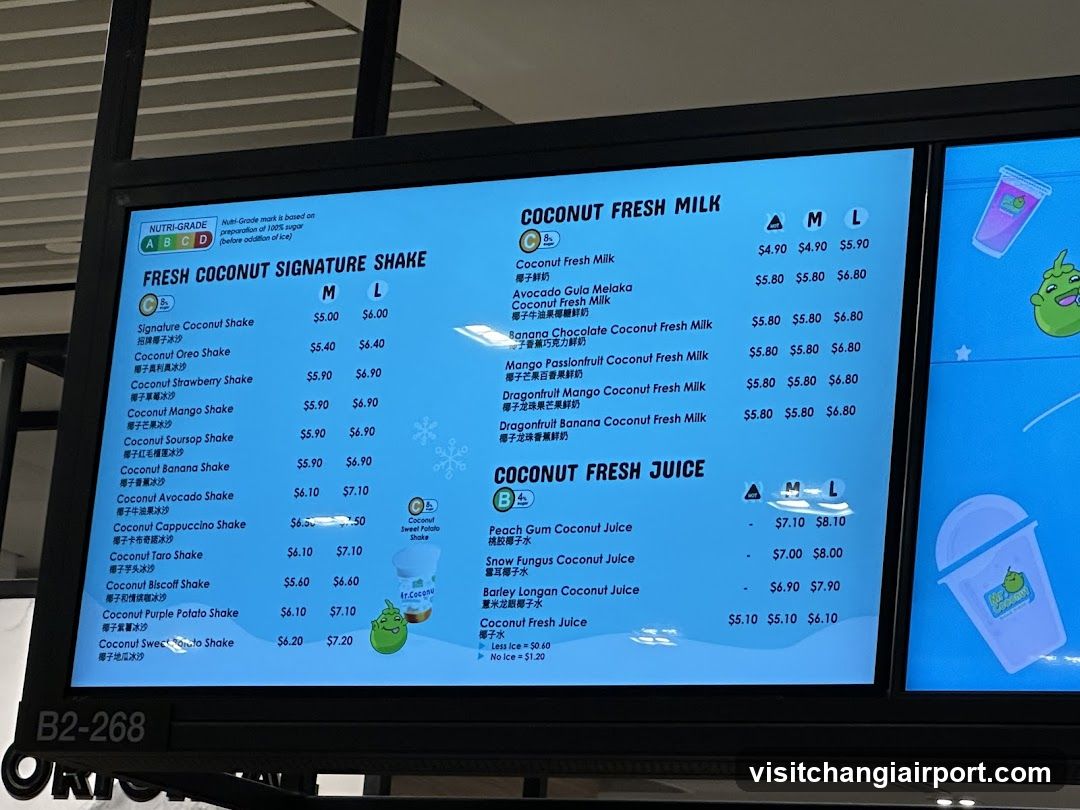Fresh Coconut Signature Shake & Coconut Fresh Milk Menu