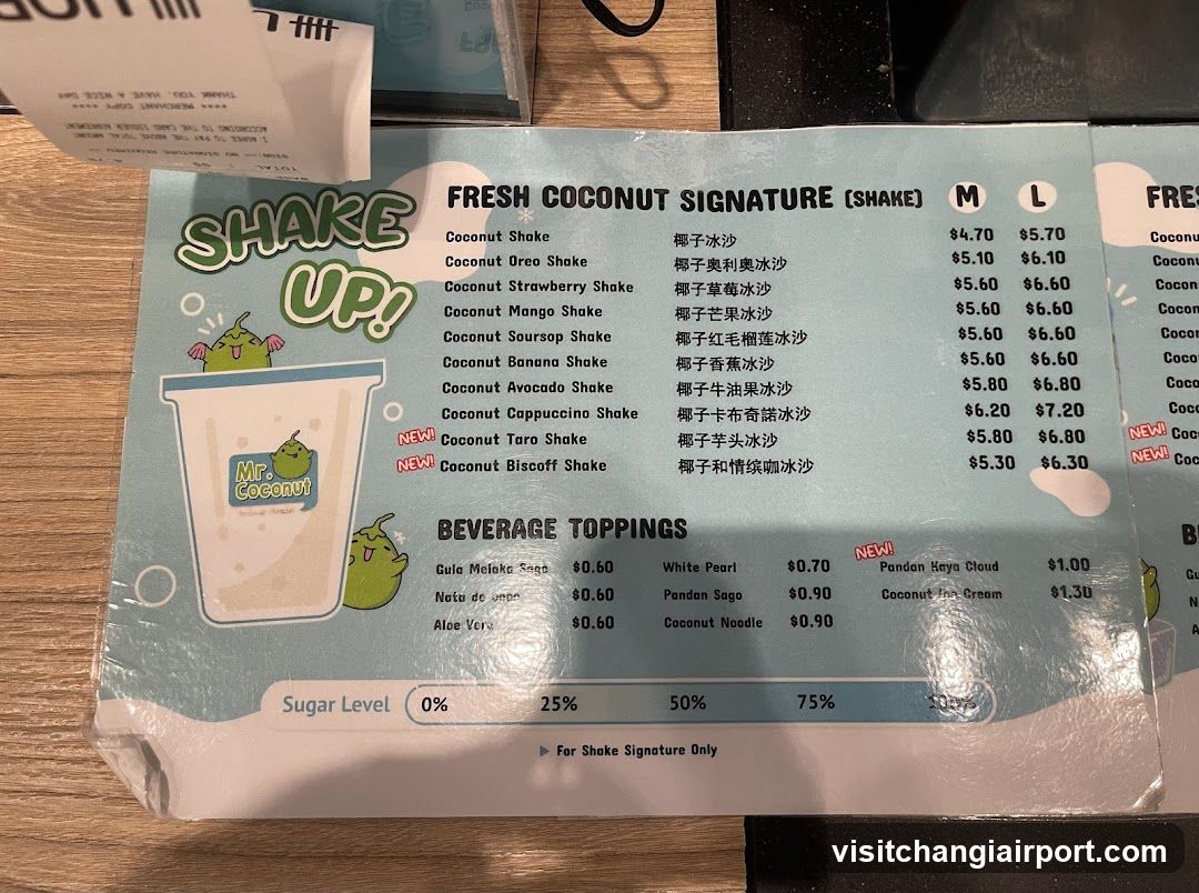 Fresh Coconut Signature (Shake) Menu
