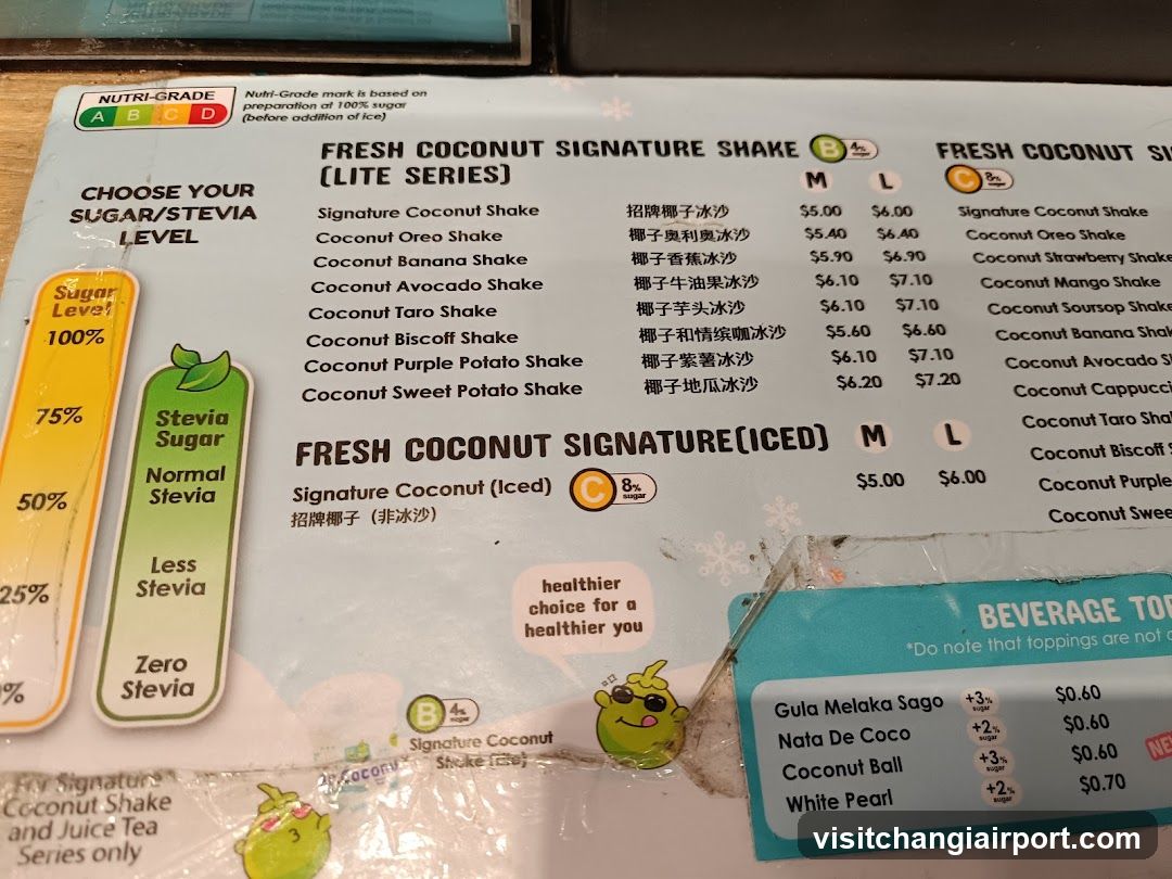 Fresh Coconut Signature Shake Menu