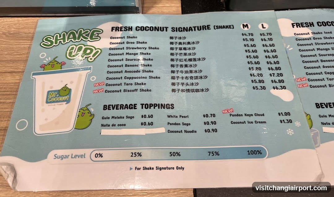 Fresh Coconut Signature Shake Menu