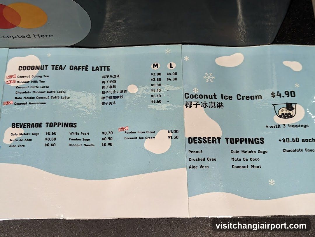 Coconut Tea & Coffee Menu