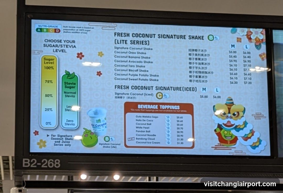 Fresh Coconut Signature Shake Menu Board