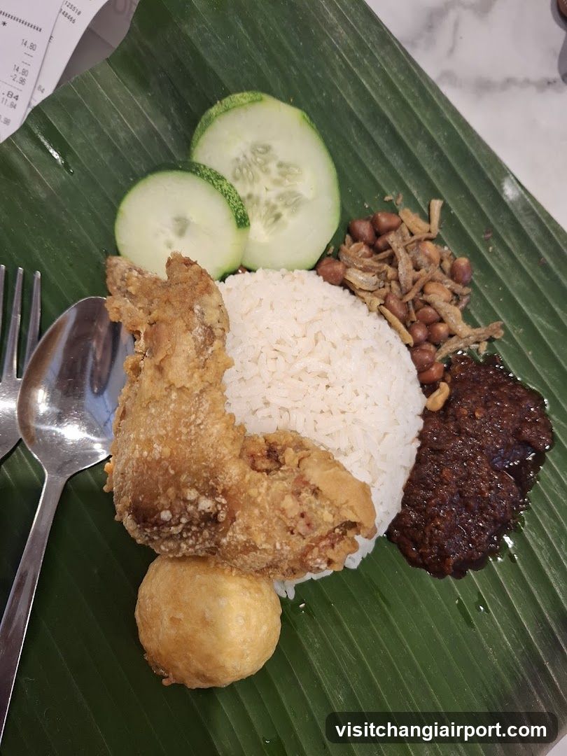 Nasi Lemak on Banana Leaf
