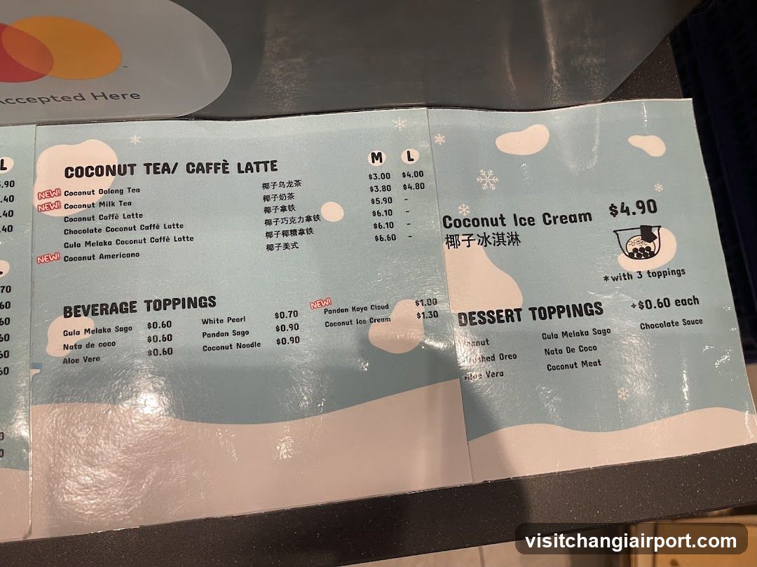 Coconut Tea and Dessert Menu