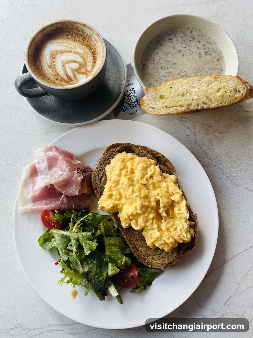 Breakfast Spread with Coffee and Soup