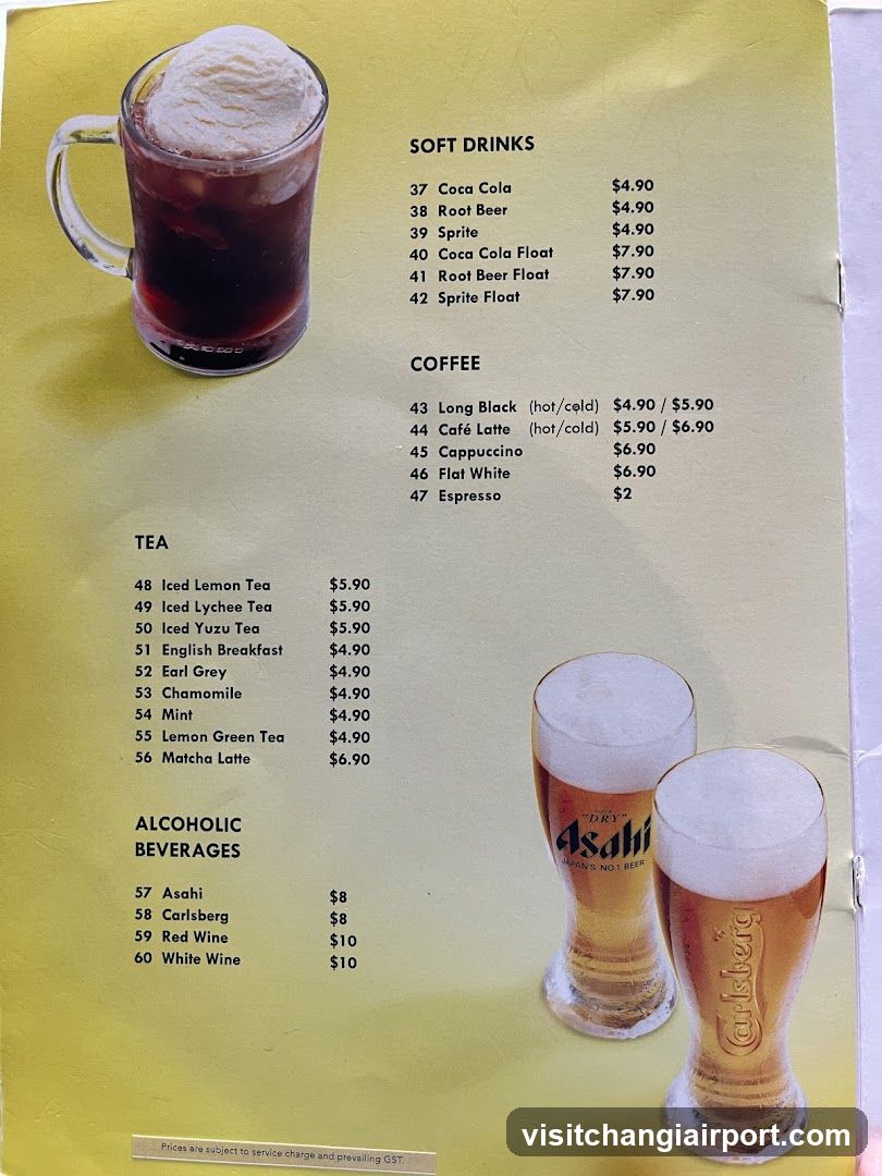 Soft Drinks, Coffee, Tea & Alcoholic Beverages Menu