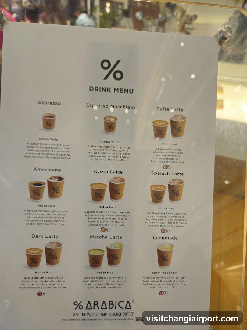 % Arabica Drink Menu
