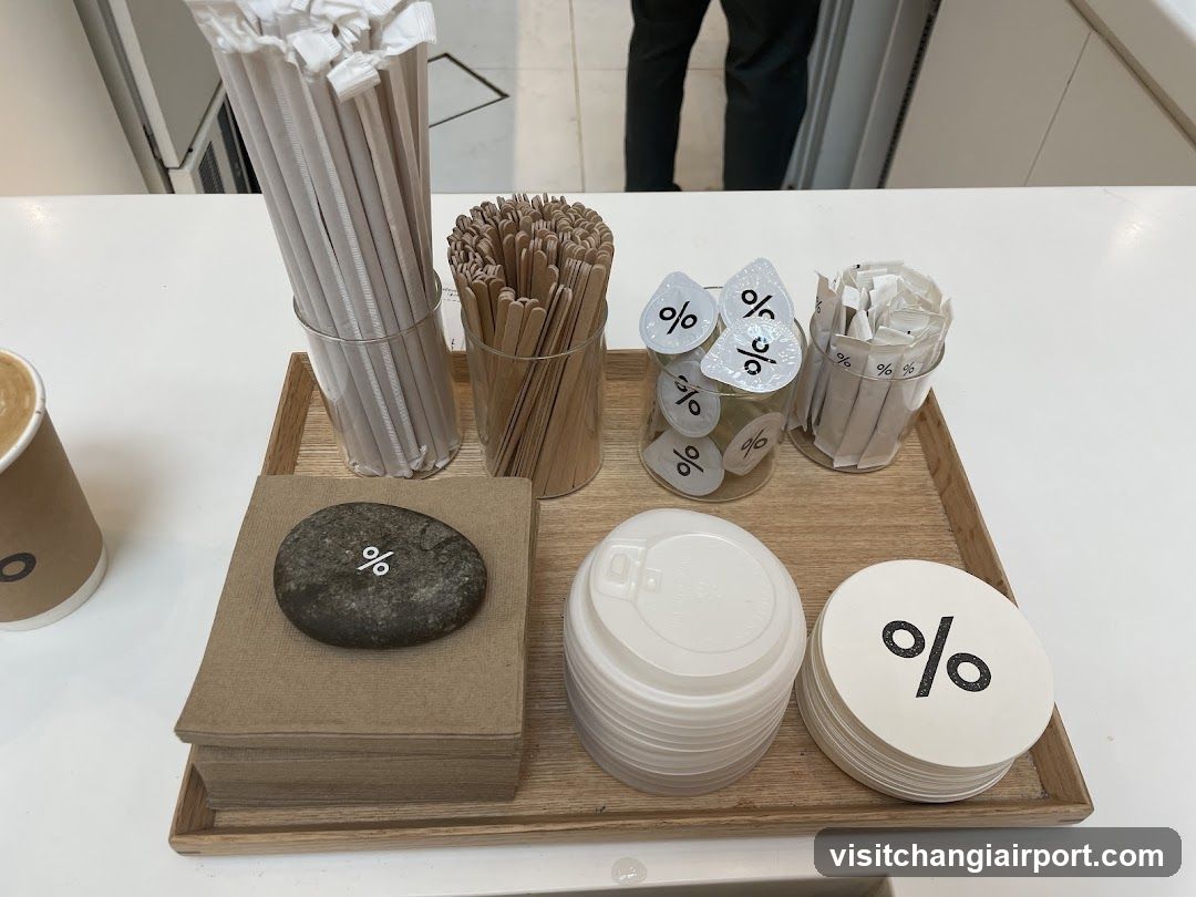 Coffee Shop Condiments and Merchandise Display