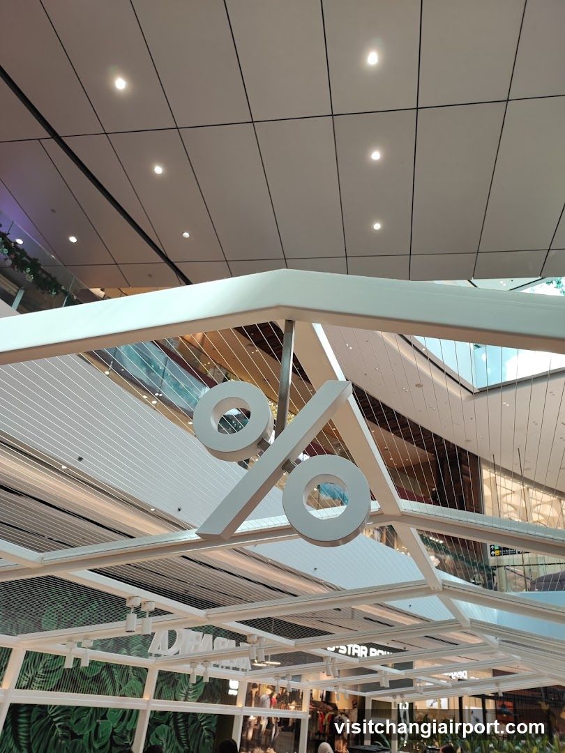 Shopping Mall Interior with Percentage Sign