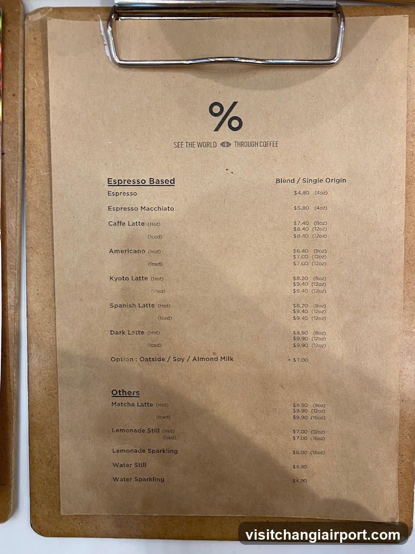 % Coffee Menu