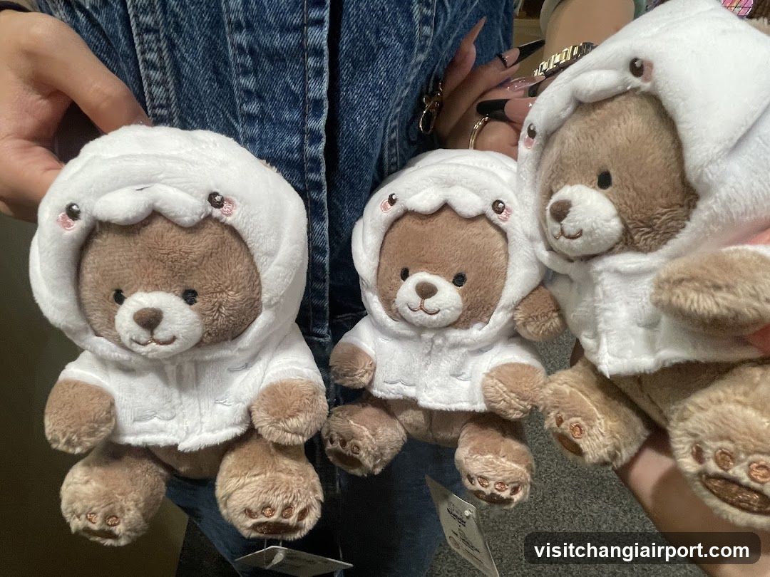 Teddy Bear Plushies in White Hooded Outfits
