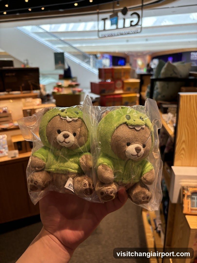 Hand holding plush toys in store