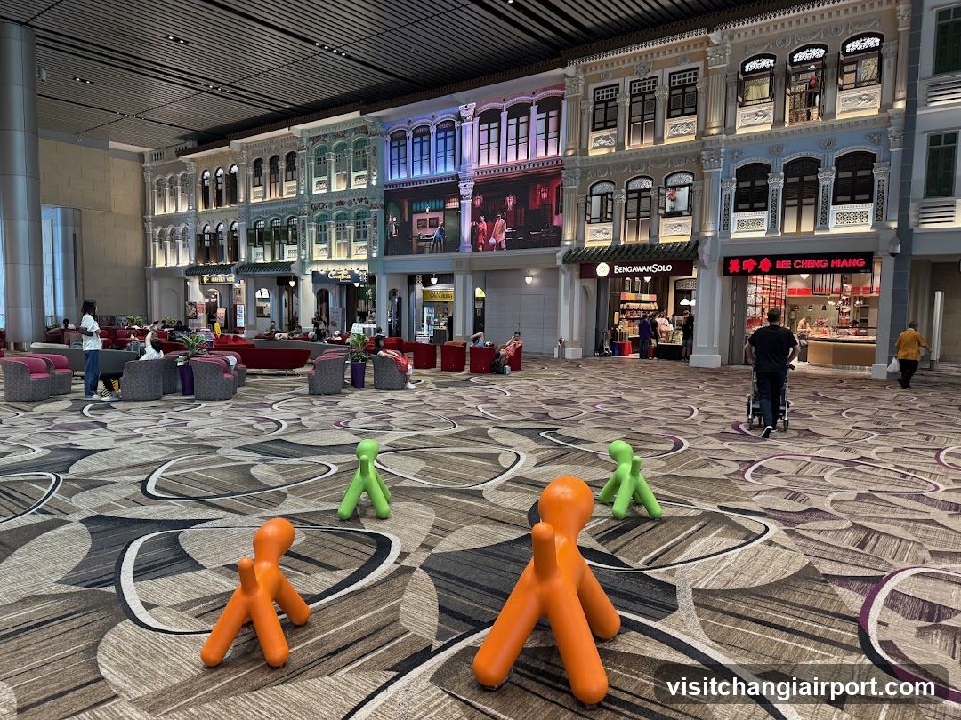 Airport Terminal Interior with Decorative Figures