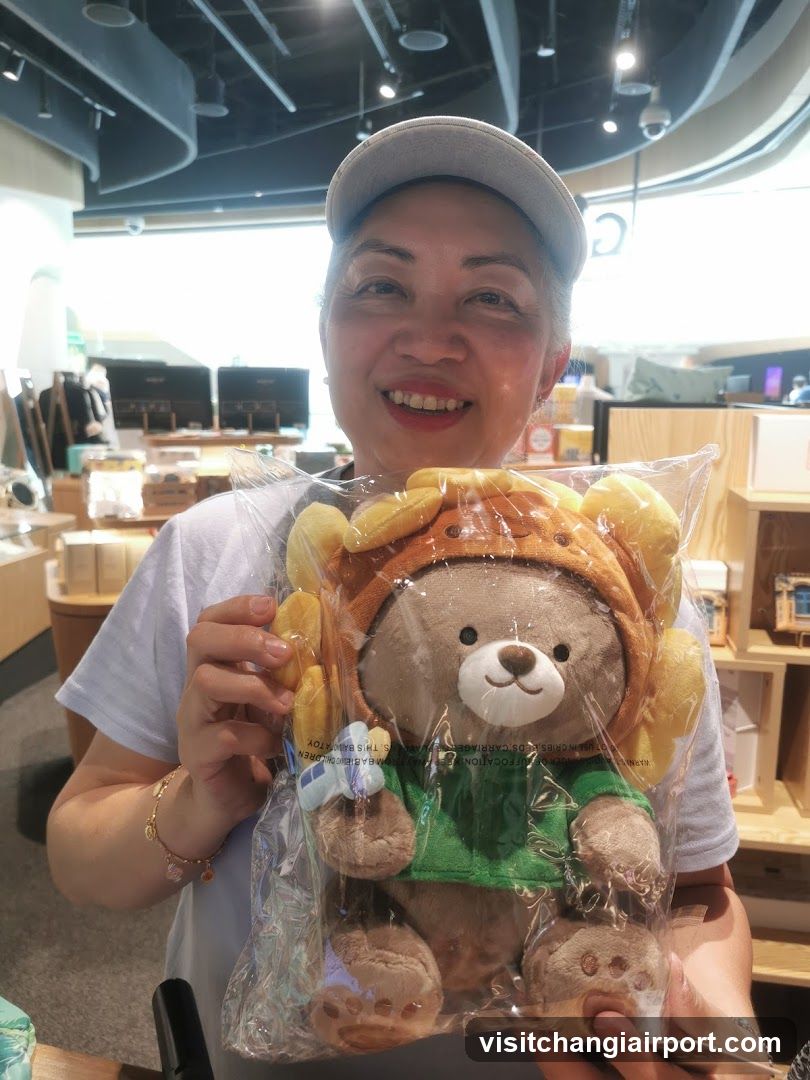 Person holding plush toy in store