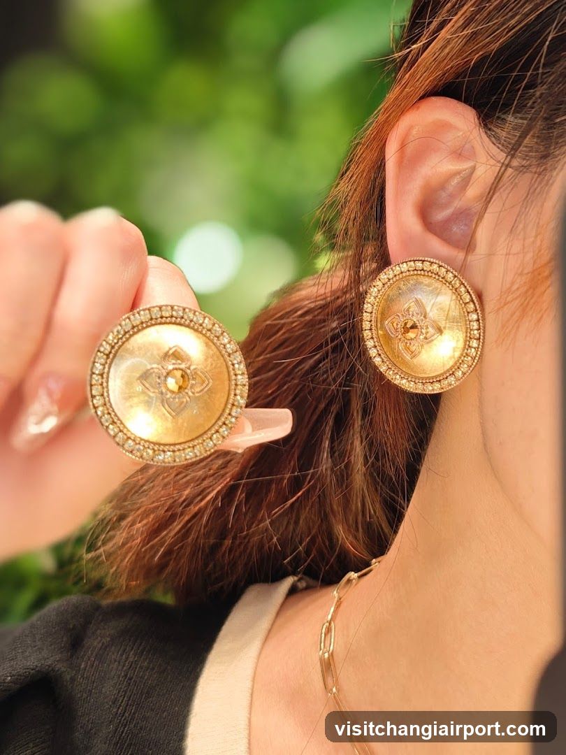 Gold Earrings with Floral Design