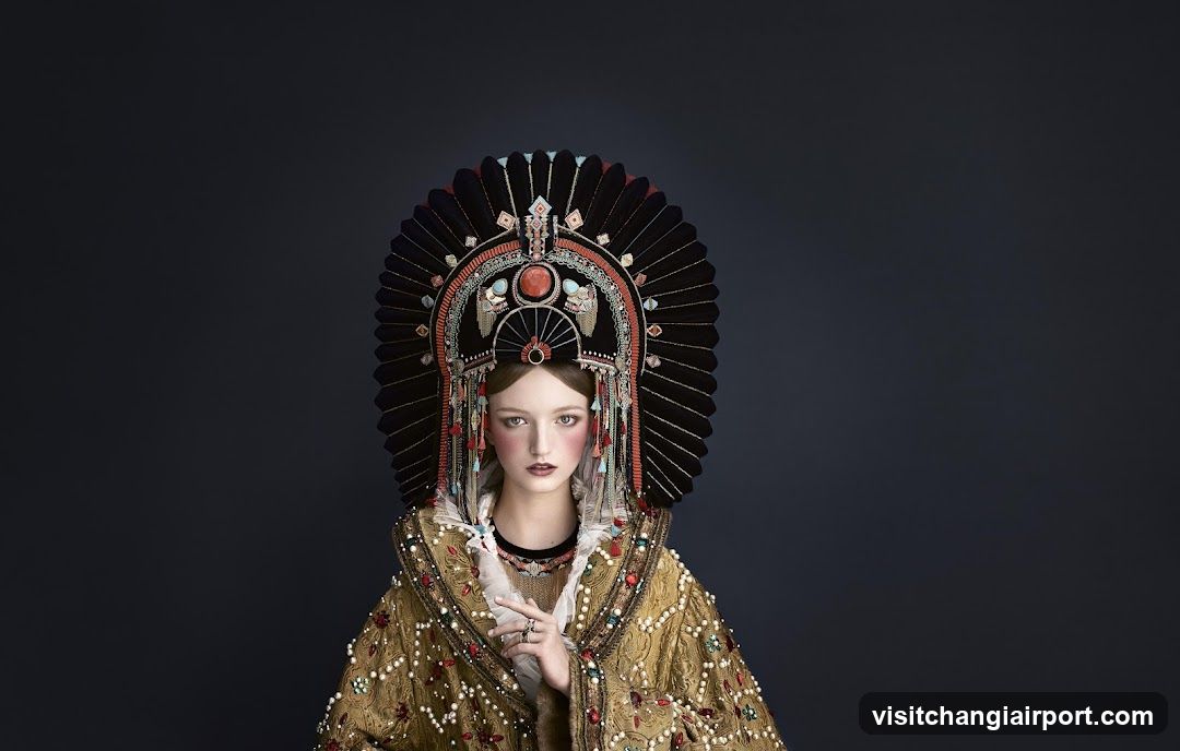 Elaborate Headdress and Ornate Garment