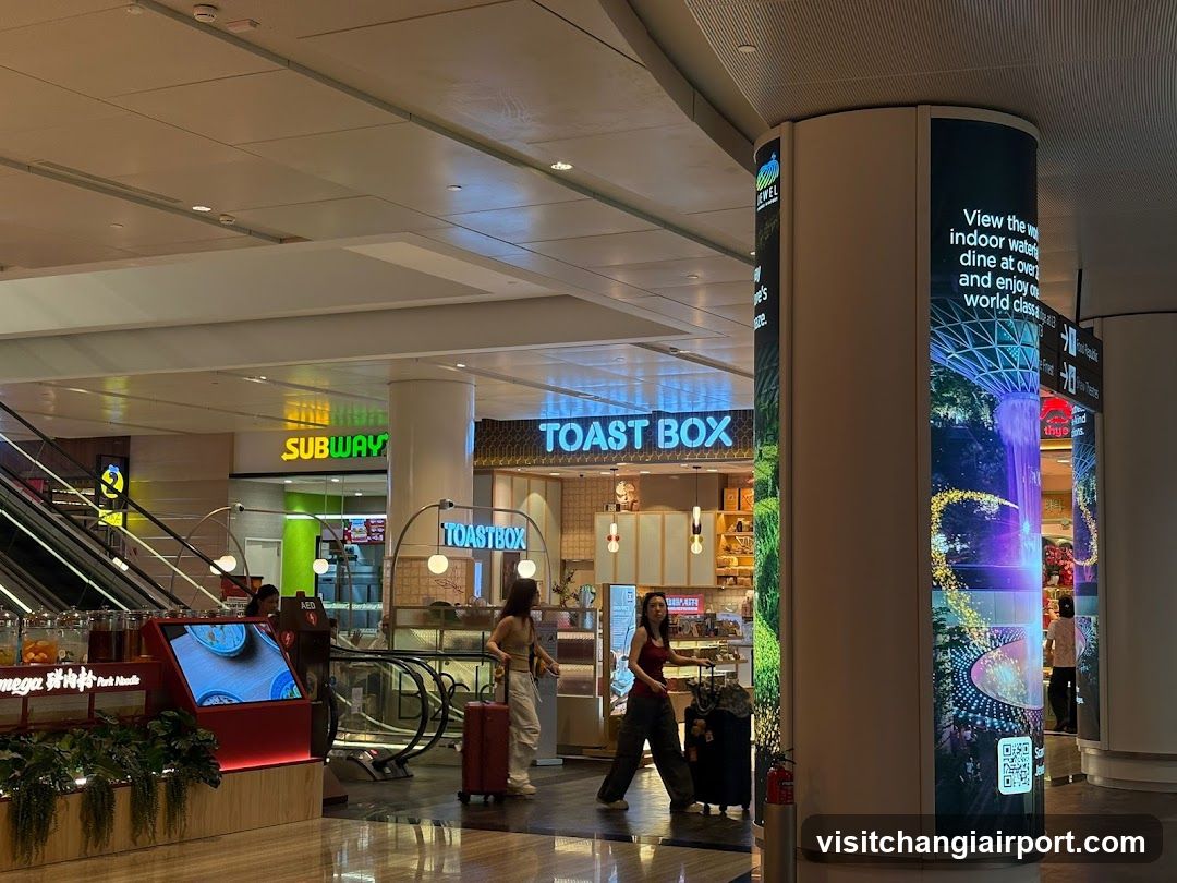 Airport Terminal Interior with Food and Beverage Outlets