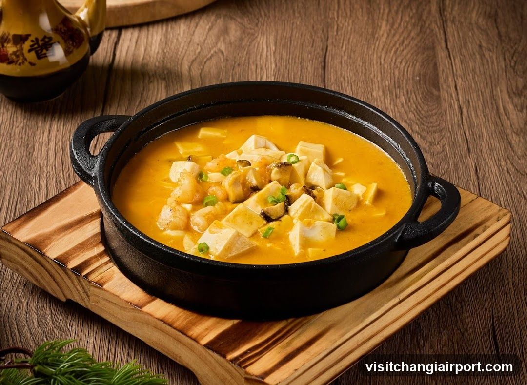 Seafood Tofu Stew in Cast Iron Pot