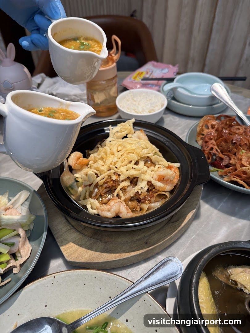Dining Table with Hot Pot and Side Dishes