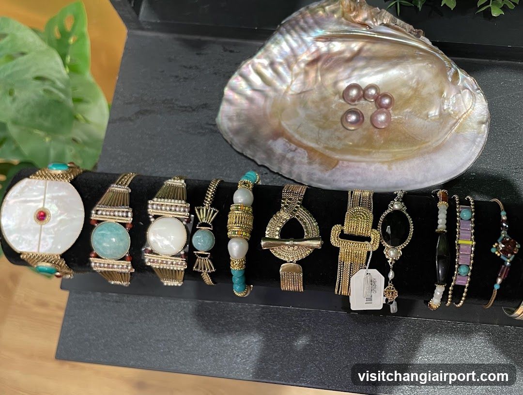 Jewelry Display with Pearls and Bracelets