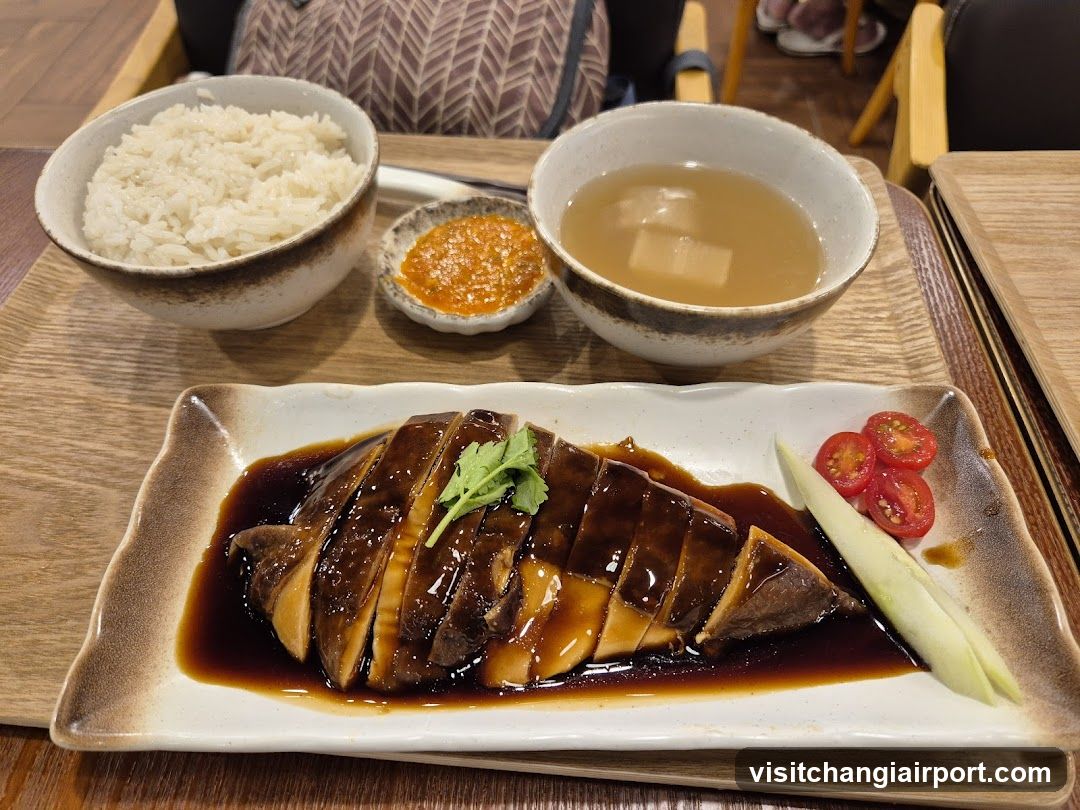 Sliced Duck Breast with Rice and Soup