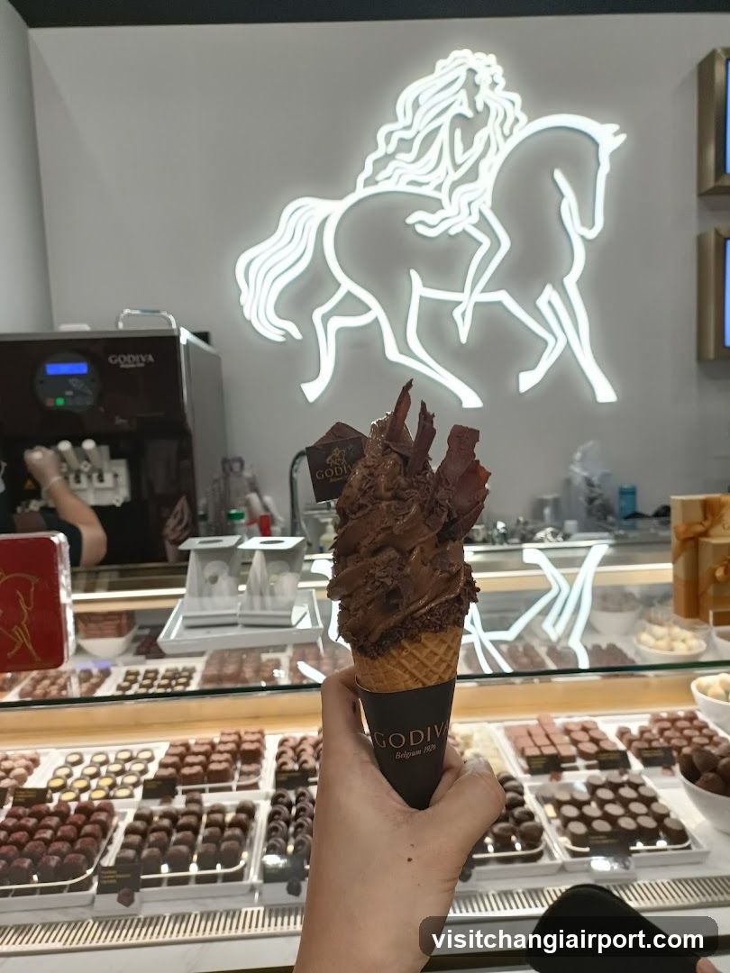 Chocolate Ice Cream Cone at Godiva Store