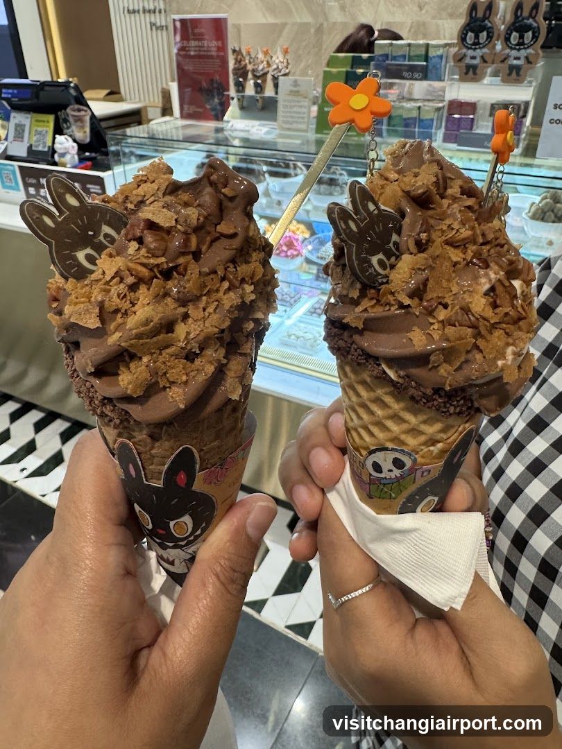 Chocolate Ice Cream Cones with Rabbit Decorations