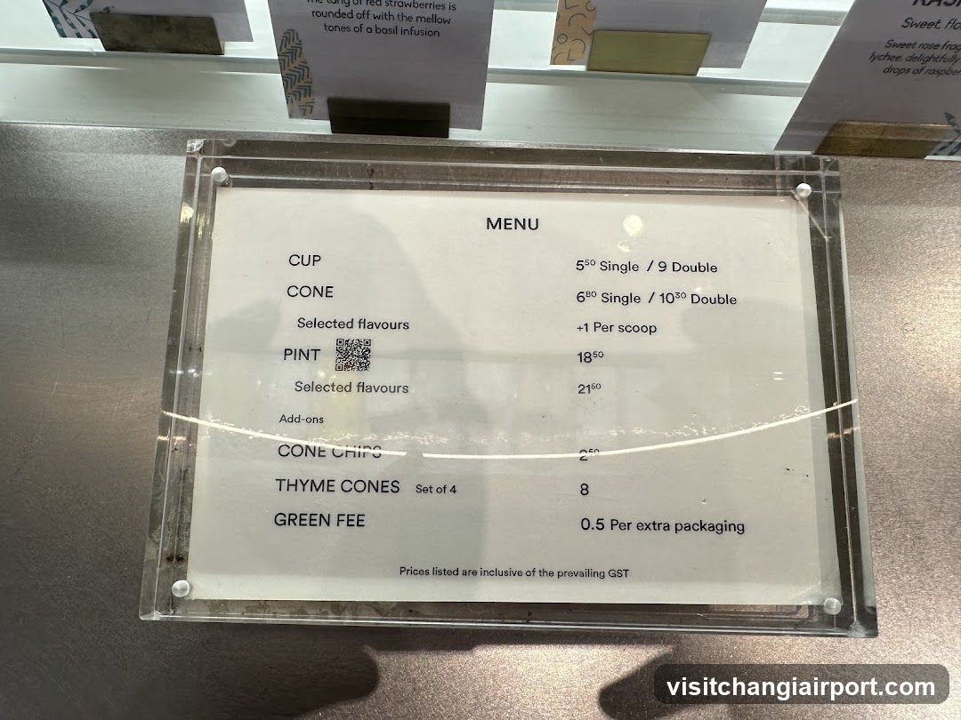 Basil Ice Cream Menu