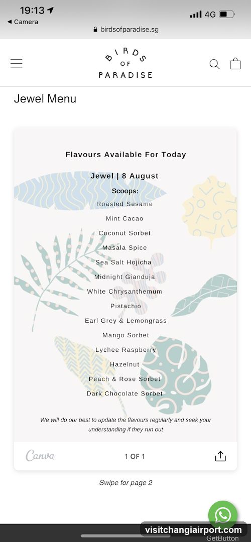 Jewel Menu - Bird of Paradise