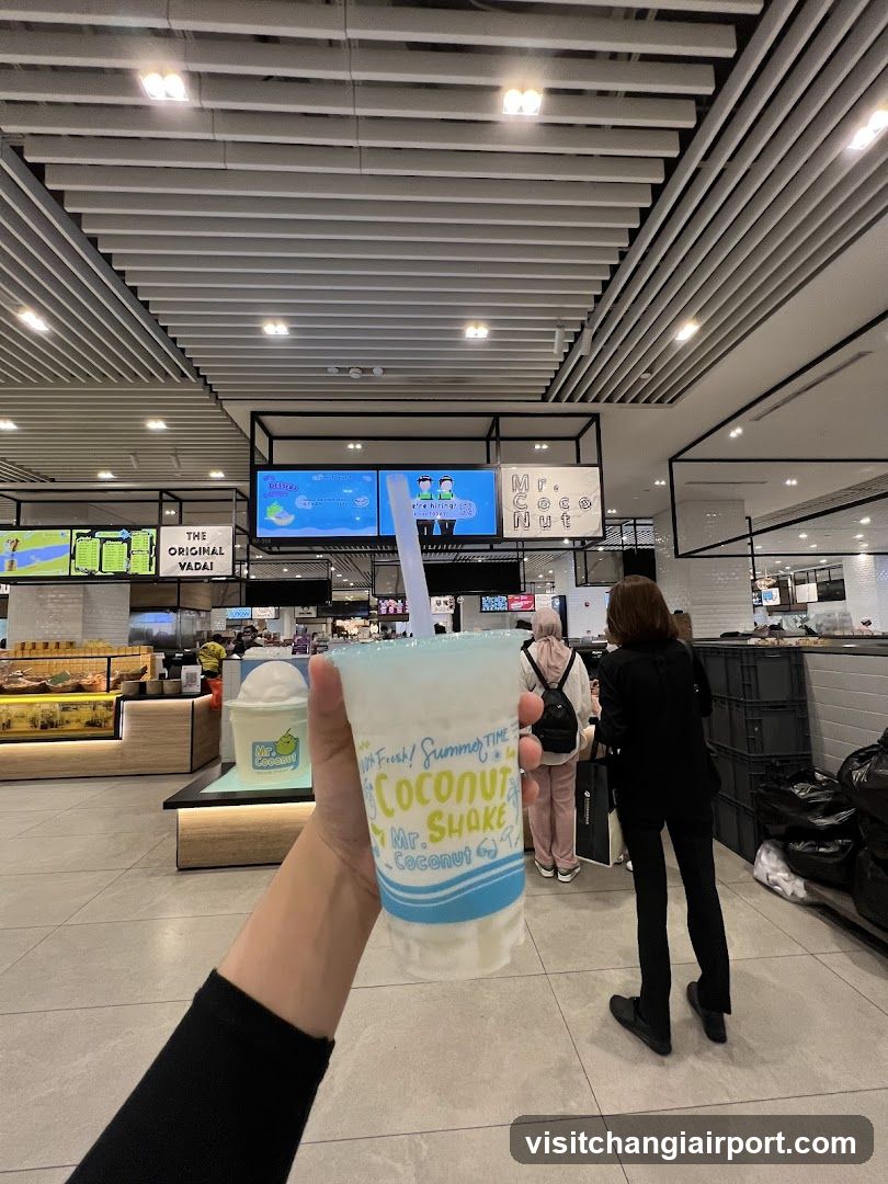 Coconut Milk Shake in Mall Interior