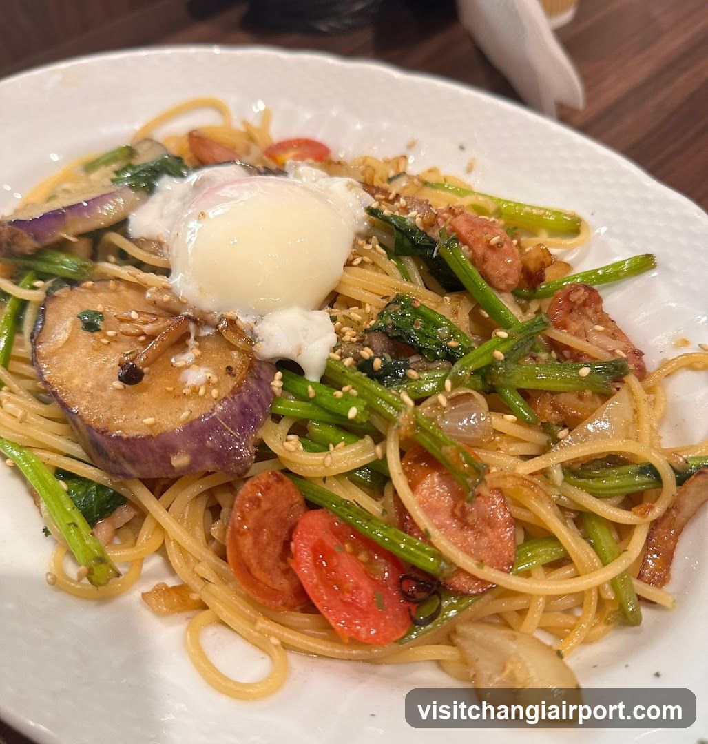 Spaghetti with Egg and Vegetables